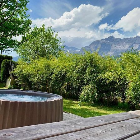 Appartement avec jacuzzi dans chalet privé, grande terrasse, parking gratuit Les Houches Exterior foto